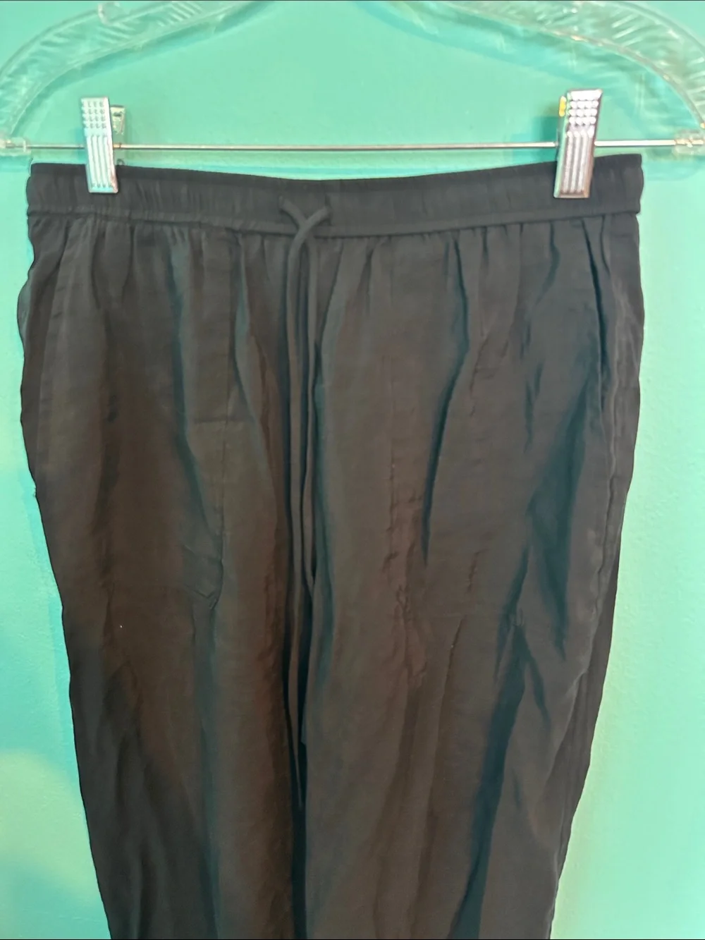 ZARA Linen Full Length Straight Leg Leisure Drawstring Pants S